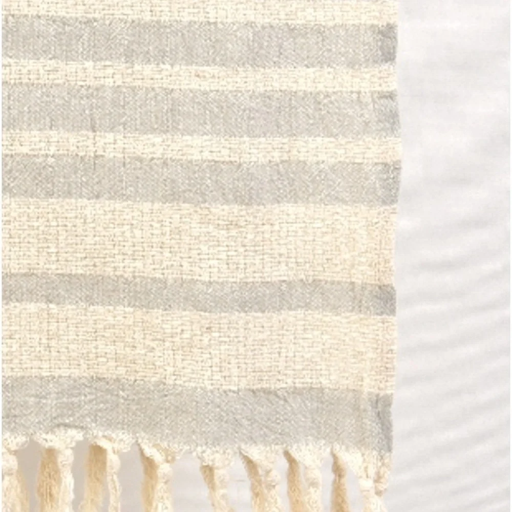Organic Cotton Loom Weave Spa Bath Towel Gray + Natural Stripe